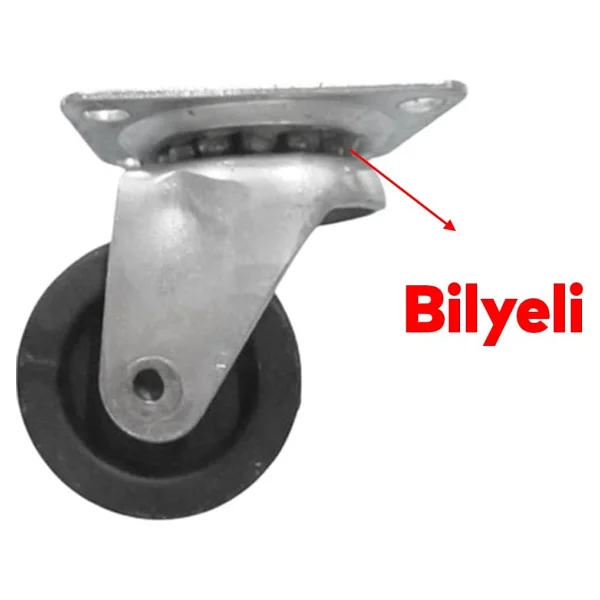 Badem10 Mobilya Ofis Koltuk Tekeri Vidalı Yük Taşıma Alışveriş Sepeti Tablalı Teker 50 MM x 20 mm GRİ - Görsel 4