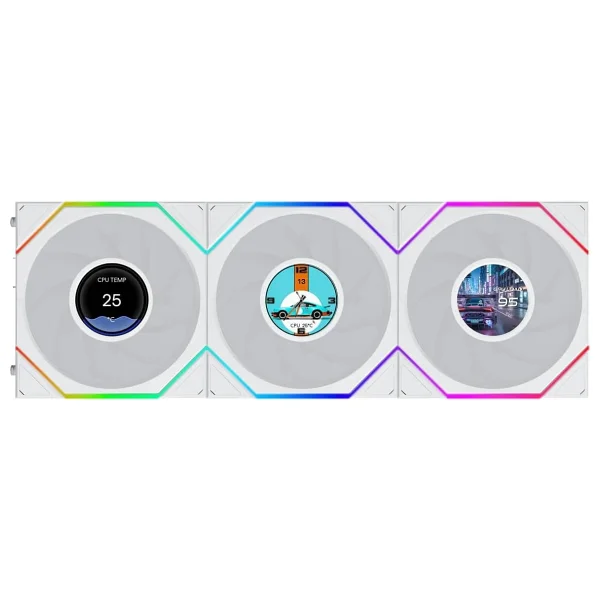 Lian Li Uni Fan Reverse TL LCD Flex G9F.12RTLLCD1F3W.00 Beyaz 3'lü 12 cm Kasa Fanı - Görsel 3