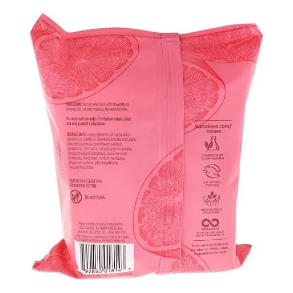 Burt's Bees Pembe Greyfurt Özlü Yüz Temizleme Mendili - Görsel 2