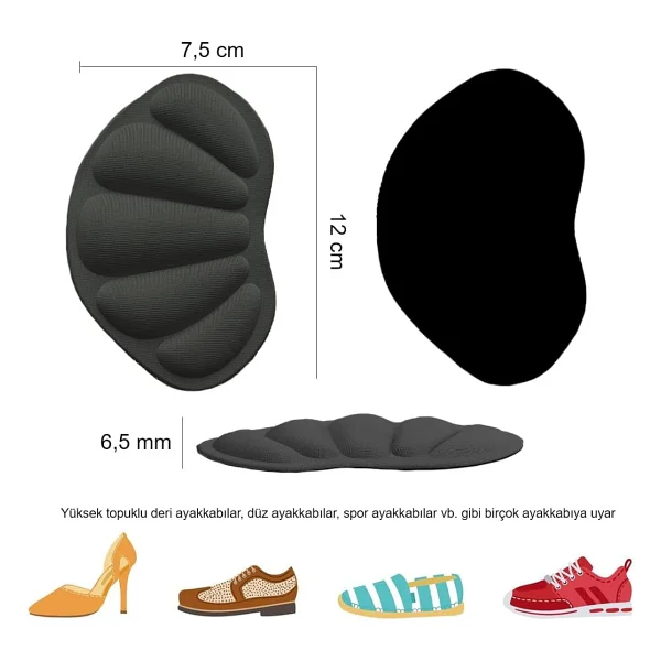 SP01 - Yapışkanlı Midye Bilek Koruma Topuk Vurma Önleyici Ve Ayakkabı Daraltma Yumuşak Sünger Ped (L-XL) - Görsel 3