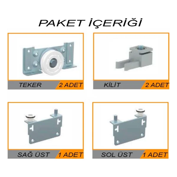 Aletçantam Sürgülü Kapak Gardrop Tekerleği Skm80 Dolap Tekeri - 1 Kapak Set - Görsel 2