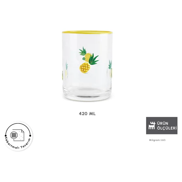 Karaca Pineapple 420 ml Meşrubat Bardağı - Görsel 2