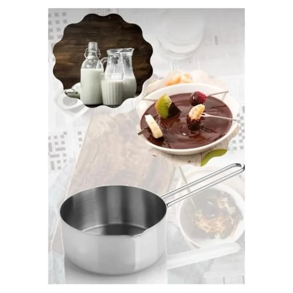 3 Lü Set Paslanmaz Çelik Kaçerola Sütlük ve Sosluk 12-14-16 cm - Görsel 2