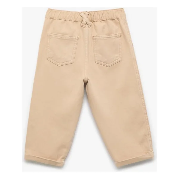 Pamuklu Katlamalı Paça Beli Lastikli Oversize Pantolon - Görsel 2