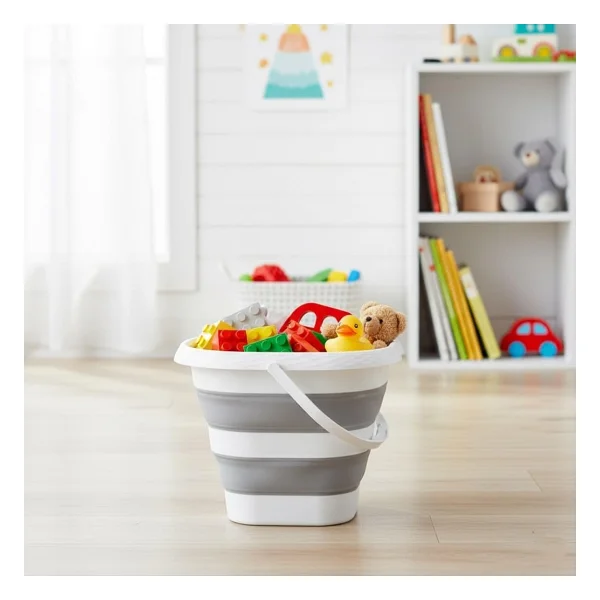 Orret Home 12.8 Litre Katlanabilir Kova - Akordiyon Tasarımlı Katlanır Temizlik ve Araç Yıkama Kovası, Gri Renk, Bebek Yıkama ve Ev İçi Kullanıma Uygun Portatif Kova (Kare 10 Litre) - Görsel 4