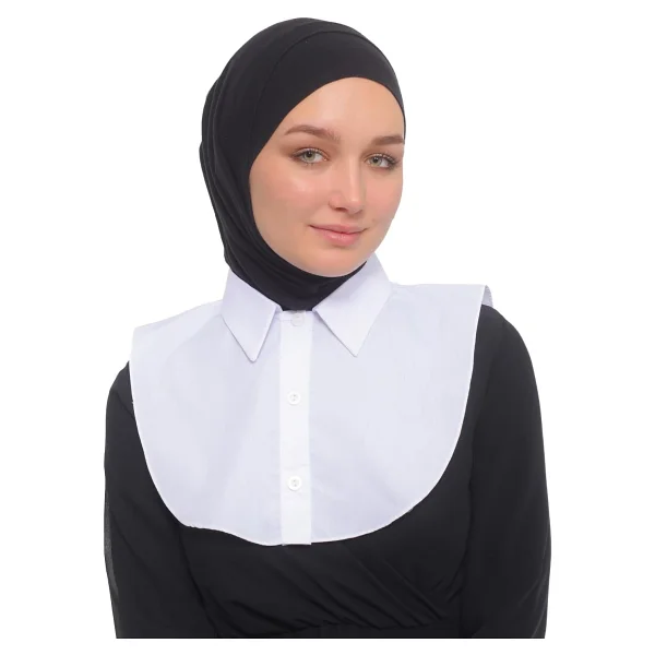 Altobeh Kadın Düz Gömlek Yaka Hazır Tesettür İç Boyunluk Kurtarıcı Yakalık, Ekru - Görsel 9