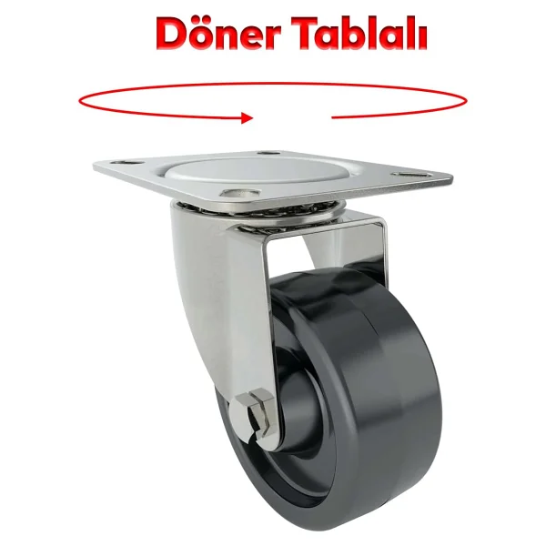Badem10 Mobilya Ofis Koltuk Tekeri Vidalı Yük Taşıma Alışveriş Sepeti Tablalı Teker 50 MM x 20 mm GRİ - Görsel 6