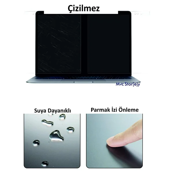 McStorey MacBook Air M1 13 ve MacBook Pro M1-M2 13 inç Uyumlu Parlak Şeffaf Ekran Koruyucu Net Görüntü Retina Uyum Touch Bar Touch ID Destekli Şeffaf - Görsel 5