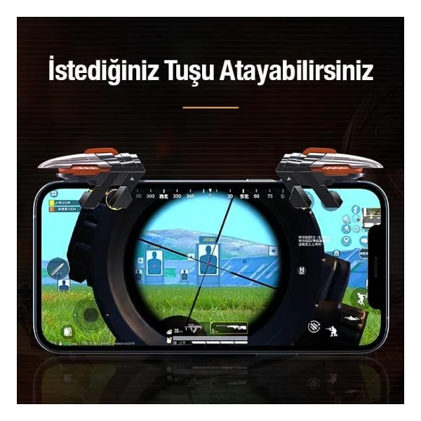 Coofbe 2 Adet Set Telefon Oyun Tetik Seti Mekanik 6 Parmak PUBG Joystick Tetik Tuşu Yüksek Hassasiyetli - Görsel 5