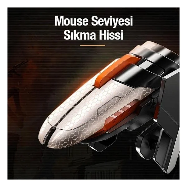 Coofbe 2 Adet Set Telefon Oyun Tetik Seti Mekanik 6 Parmak PUBG Joystick Tetik Tuşu Yüksek Hassasiyetli - Görsel 3