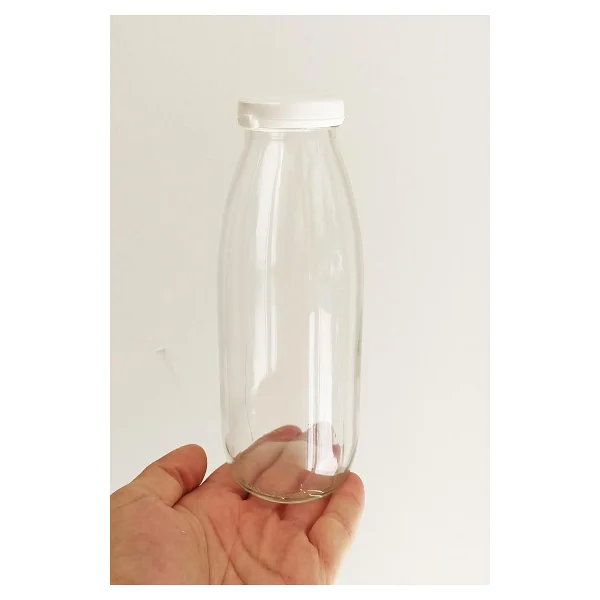 500 ml Şeffaf Sürahi Süt, Ayran, Su, Limonata, Meşrubat Şişesi 500 Cc Yırtmalı Kapaklı Cam Şişe 6 Adet (6, Beyaz Kilitli Kapak, 500) - Görsel 3