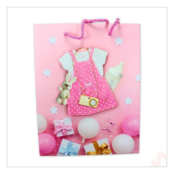 SüSLe Bebek ve Parti Karton Çanta, Etek Model Pembe 23 X 18 X 10 Cm - 12 Adet - Görsel 5