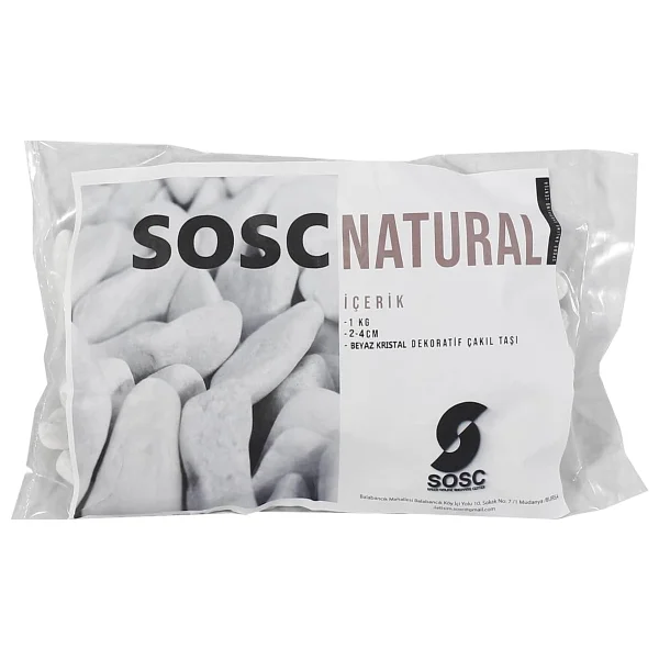 SOSC Natural Beyaz Dolomit Dekoratif Çakıl Taşı, İç ve Dış Mekan Peyzaj için, 2-4 cm, 1 kg, Bahçe Saksı Süsü - Görsel 4