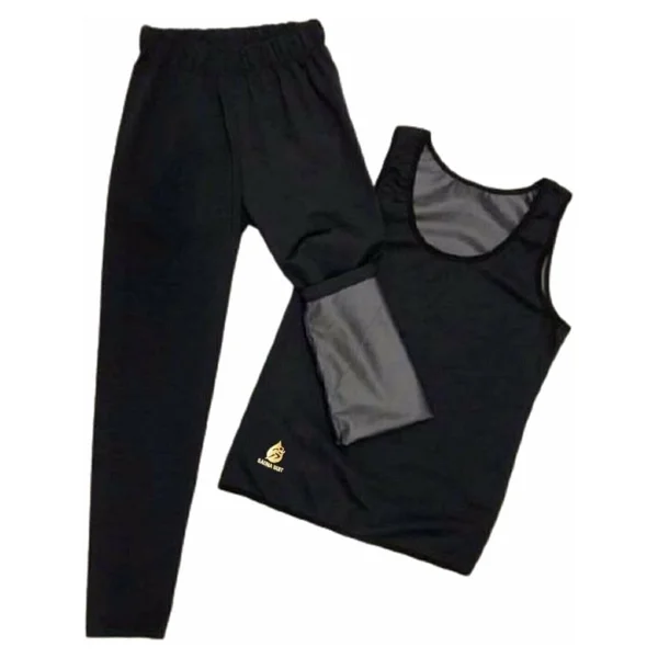 SAUNA SUIT Unisex Terleten Zayıflatan Termal Takım Spor Kıyafeti Tayt Ve Atlet Takım (SİYAH, 3XL) - Görsel 4