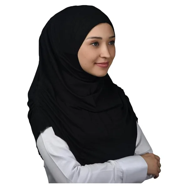 Altobeh Hazır Türban Büzgülü Pileli Pratik Eşarp Tesettür Hijab - Namaz Örtüsü - Siyah - Görsel 5