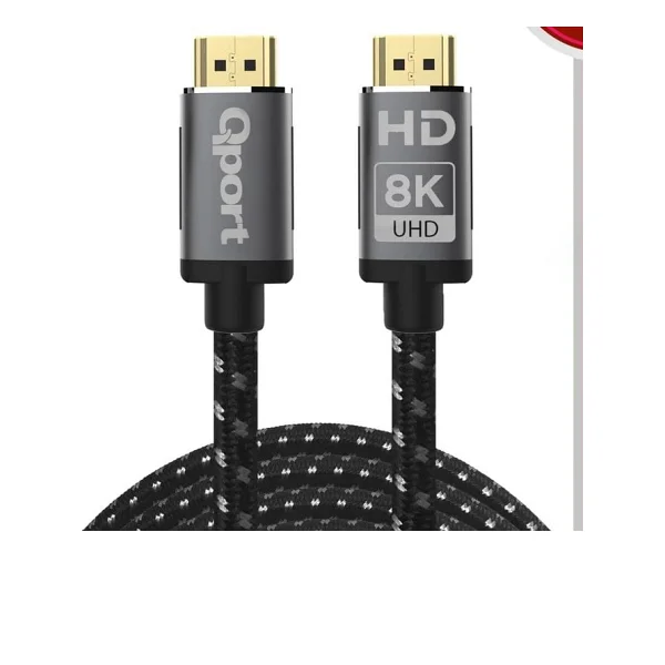 Qport Q-HDMI215 HDMI Kablo 5 MT 2.1V 8K Altın Uçlu Örgülü - Görsel 7