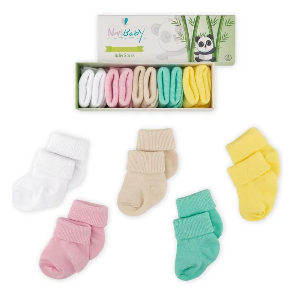 Novibaby 5'li Bambu Yenidoğan Bebek Çorap (Sunshine, 0-6 Ay) - Görsel 7