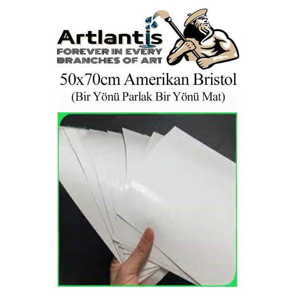 A3 Amerikan Bristol Karton 29.7X42 cm 100 Adet 220 gr Bir Tarafı Parlak Bir Tarafı Mat Kağıt Biristol Karton - Görsel 4