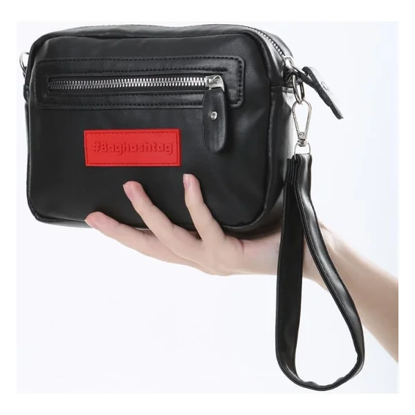 Baghashtag Siyah Minik Unisex 3 Gözlü Deri Çanta - Görsel 5