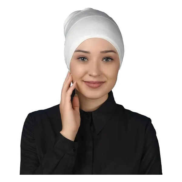 Altobeh Hazır Pratik Geçmeli Uzun Boru Tesettür Bonesi - Krem - Görsel 9