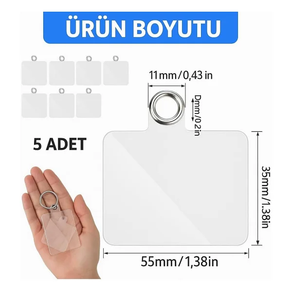 CONSTRAIN Telefon Boyun Askı Aparatı 5'li Paket, Universal - Şeffaf - Görsel 2
