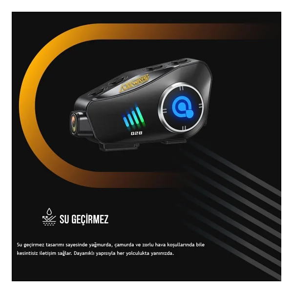Deanb Q-28 Su Geçirmez Wireless 30FPS HD Yatay/Dikey 19201080P Kamera Motosiklet İnterkom Motor Kask Kulaklık - Mat Siyah - Görsel 7