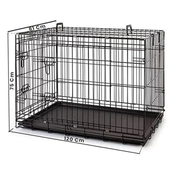 Metal Kedi Köpek Kafesi 120x75x84cm Siyah - Görsel 2