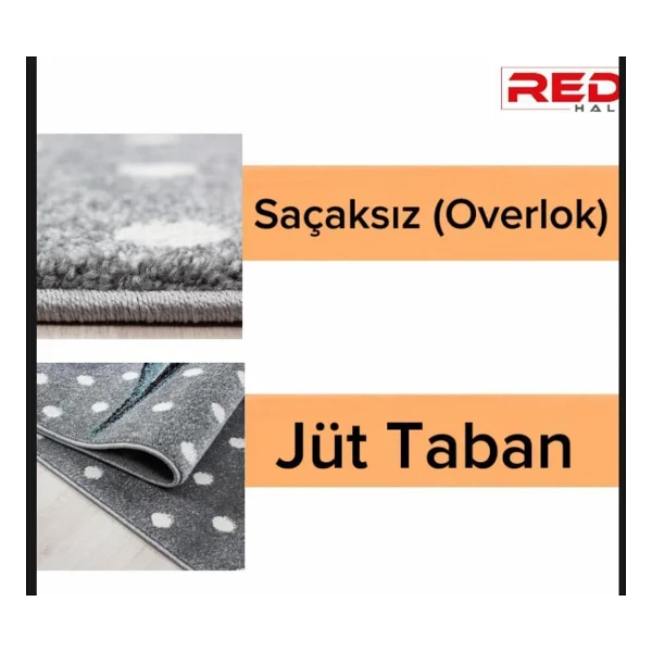 Red Halı Çocuk Halısı Sevimli Peri Atı Desenli Gri Mavi Renklerde - Görsel 5