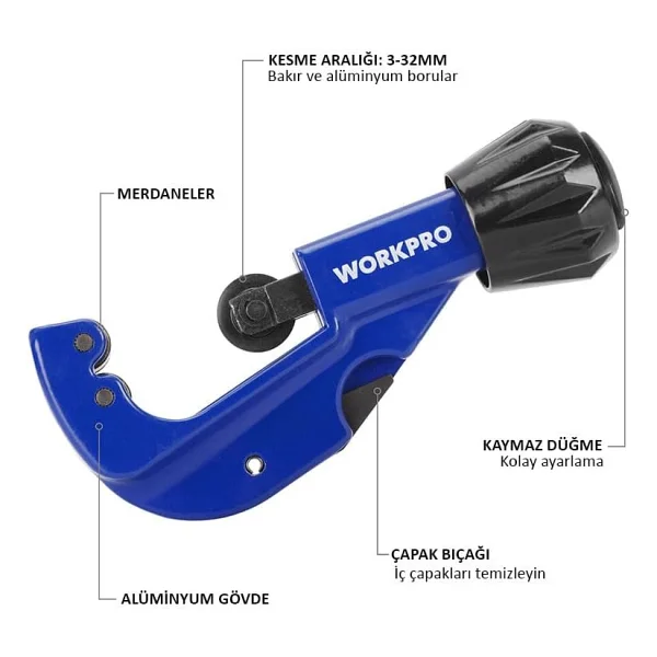 Workpro WP301005 3x32 mm Bakır Boru Kesme Makası + 1 Adet Yedek Bıçak - Görsel 2