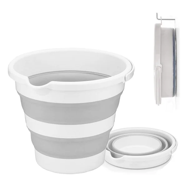 Orret Home 12.8 Litre Katlanabilir Kova - Akordiyon Tasarımlı Katlanır Temizlik ve Araç Yıkama Kovası, Gri Renk, Bebek Yıkama ve Ev İçi Kullanıma Uygun Portatif Kova (Kare 10 Litre) - Görsel 8