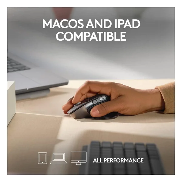 Logitech Mx Master 3S For Mac 910-006571 Siyah Şarjlı Sessiz Lazer Kablosuz Mouse - Görsel 3