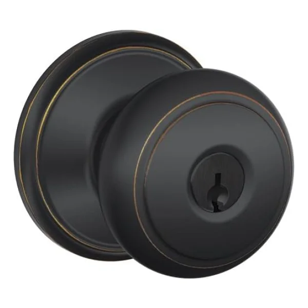 SCHLAGE F51A LAT 716 COL Enlem Kolu Collins Trim Anahtarlı Giriş Kilidi, Eskitilmiş Bronz - Görsel 8