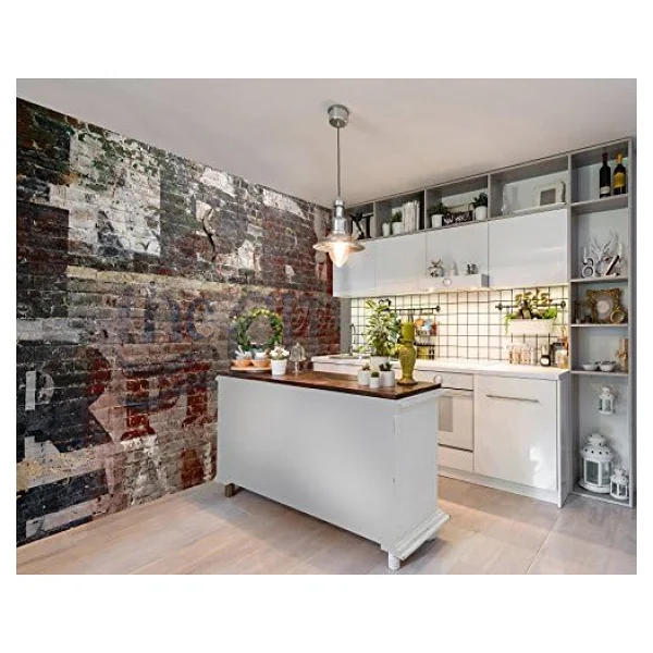 Wall Rogues Tuğla Duvar Desenli Duvar Kağıdı, Gri, 3x2.4 metre - Görsel 5