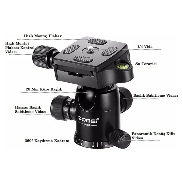 Zomei Q666 Tripod - Görsel 3