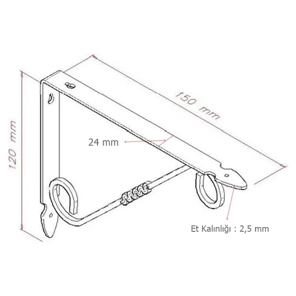 EYM 2 Adet Ferforje 12 X 15 Cm Dekoratif Raf Altı Raf Ayağı Konsol Siyah - Görsel 2