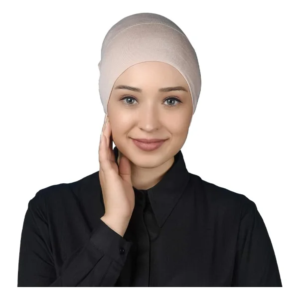 Altobeh Hazır Pratik Geçmeli Uzun Boru Tesettür Bonesi - Krem - Görsel 5