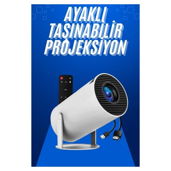 Taşınabilir Projeksiyon Ayaklı Projektör Android Uyumlu HDMI Girişli - Görsel 6