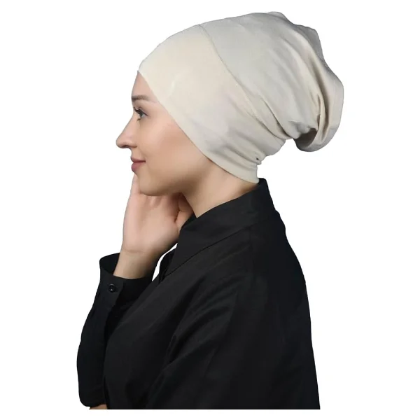 Altobeh Hazır Pratik Geçmeli Uzun Boru Tesettür Bonesi - Krem - Görsel 3