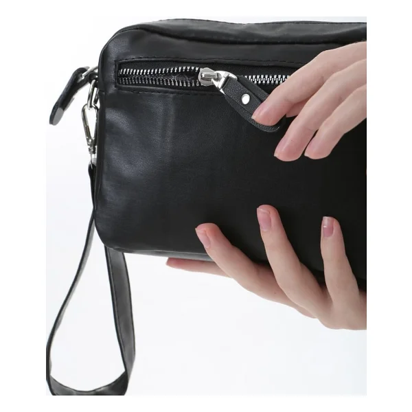 Baghashtag Siyah Minik Unisex 3 Gözlü Deri Çanta - Görsel 7