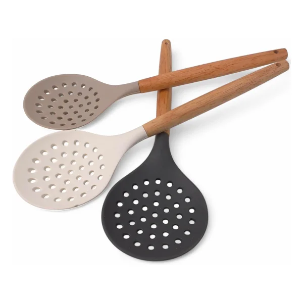 Deconox Bambu Saplı Silikon Kevgir, Bambu Uzun Silikon Geniş Kevgir 27cm 3 Renk Seçenekli (SİYAH) - Görsel 3