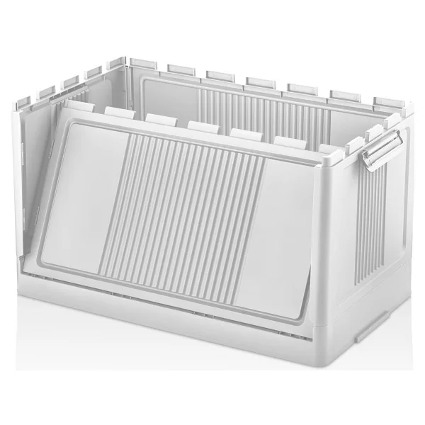 Deconox Dev Boy Katlanır Kilit Kapaklı Kasa 55 Litre Hacimli, Yer Kaplamayan Portatif Saklama Kutusu Ardiye, Balkon, Mutfak, Kiler, Bahçe ve Araç Bagajı İçin Güvenli Organizer (BEYAZ) - Görsel 3