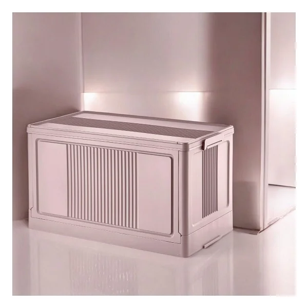 Deconox Dev Boy Katlanır Kilit Kapaklı Kasa 55 Litre Hacimli, Yer Kaplamayan Portatif Saklama Kutusu Ardiye, Balkon, Mutfak, Kiler, Bahçe ve Araç Bagajı İçin Güvenli Organizer (PEMBE) - Görsel 3