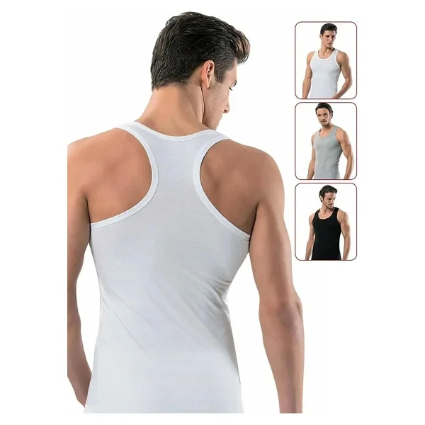 Tutku Erkek Ribana Sporcu Rambo%100 Pamuk Atlet 6'lı Paket (3-3 Siyah), Beyaz, 2XL - Görsel 2