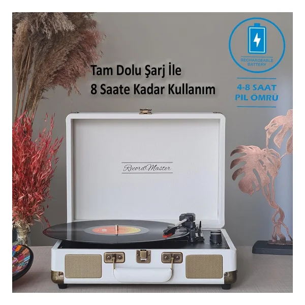 Record Master ST14012 Beyaz Çantalı Retro Pikap - Görsel 3