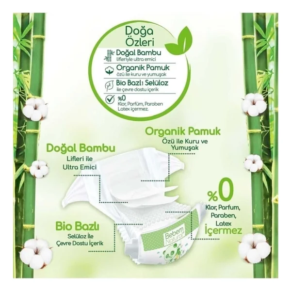 Bebem Natural 5 Numara Junior 80'li 3 Adet Bebek Bezi - Görsel 4