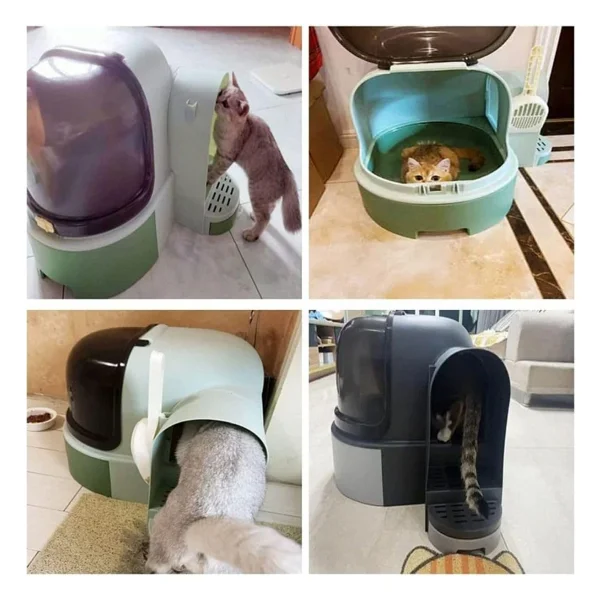 ShopFast Star Tüneli Çekmeceli Kedi Tuvaleti Kürek Hediyeli Kedi Kum Kabı Yeşil - Görsel 8