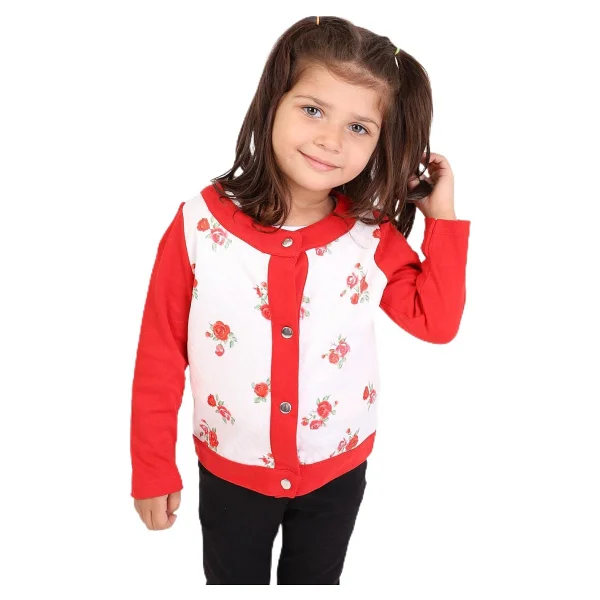 Toontoy Kız Bebek Hırka Çiçek Baskılı Mürdüm 6 AY - Görsel 3