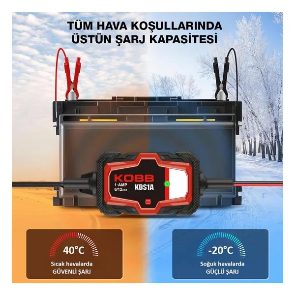 Kobb KBS1A 6-12 V 30 A Akıllı Akü Şarj Cihazı - Görsel 3