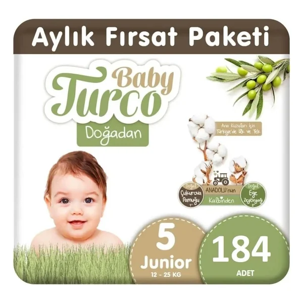 Baby Turco Doğadan 5 Numara Junior 92'li 2 Adet Bebek Bezi - Görsel 2