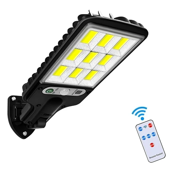 Jouis Solar Güneş Enerjili Sokak Lambası 120 LED - IP65 Su Geçirmez Uzaktan Kumandalı ve Hareket Sensörlü COB LED Dış Mekan Duvar Aydınlatması, Bahçe, Otopark ve Avlu Projektörü - Görsel 9